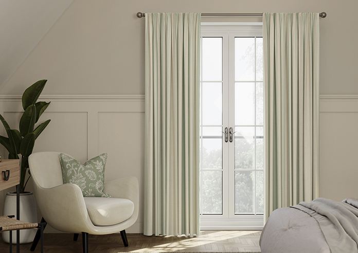 Laura Ashley Awning Stripe, Smoke Green - Made to Measure Curtains - Image 3